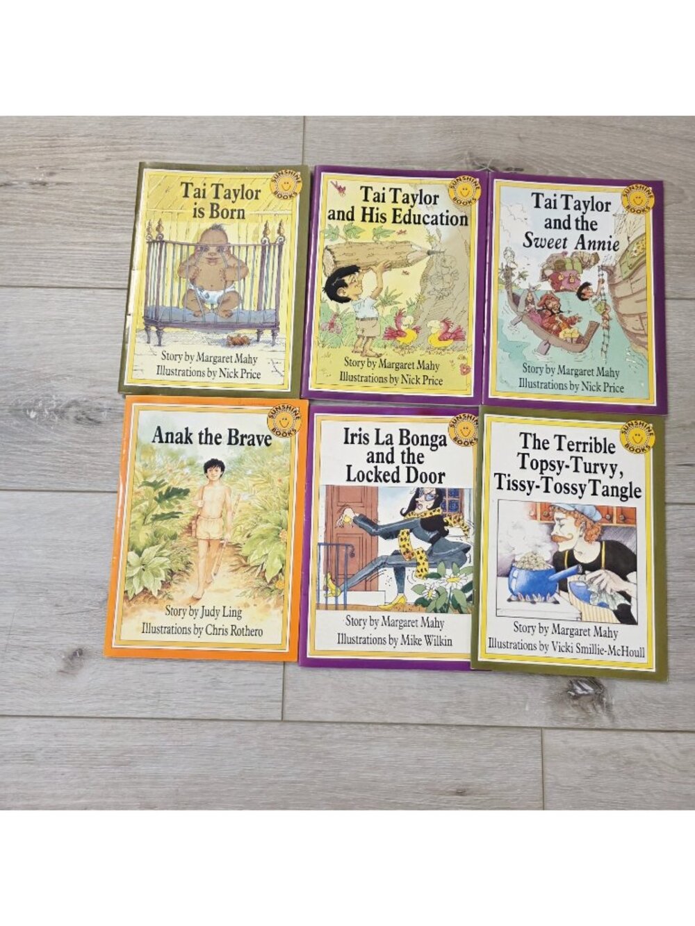 6 Vtg Sunshine Reading Series Kids Books Sweet Annie Topsy Turvy Tai Taylor Anak